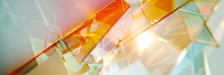 Poster - A colorful abstract image with a lot of glass and light. The image is a mix of different shapes and colors, creating a sense of movement and energy