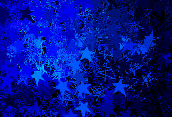 Wall Mural - Dark Pink, Blue vector pattern with christmas snowflakes, stars.