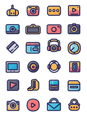 Collection of Colorful Technology-Related Icons, generative ai image