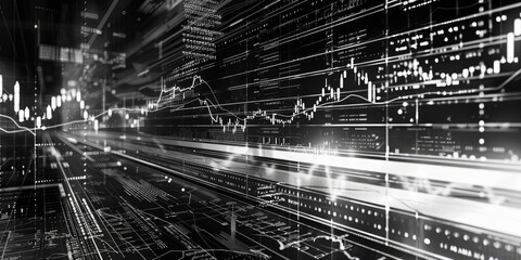 Abstract digital graph with white lines and data.