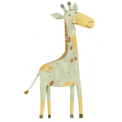 Wall Mural - This cute painting giraffe cartoon on a white background