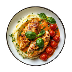 Poster - Chicken Margherita and Mashed Potatoes Isolated on a Transparent Background