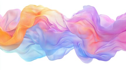 Fototapete - Abstract fluid shapes, 3d rendering illustration of colorful pastel color waves and cloth fabric floating in the air on white background. Modern art poster design with surrealistic twisted forms