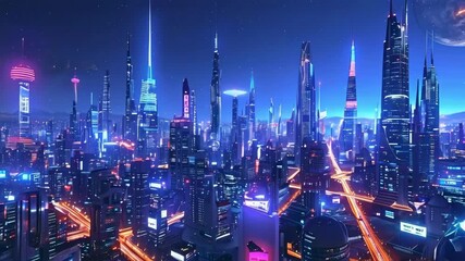 Wall Mural - Futuristic Cityscape at Night