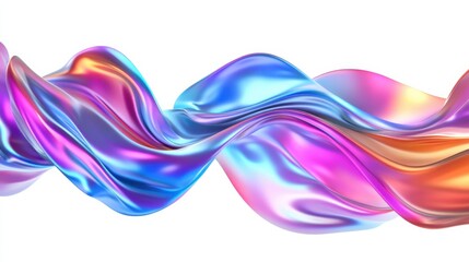 Fototapete - Abstract fluid shapes, 3d rendering illustration of colorful pastel color waves and cloth fabric floating in the air on white background. Modern art poster design with surrealistic twisted forms