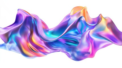 Fototapete - Abstract fluid shapes, 3d rendering illustration of colorful pastel color waves and cloth fabric floating in the air on white background. Modern art poster design with surrealistic twisted forms