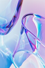 Fototapete - minimalist holographic background, smooth forms, shapeless, glass
