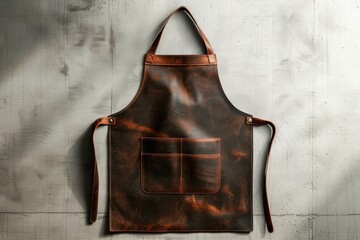 Poster - A leather apron hangs on a wall, ready for use