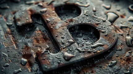 Poster - A close-up view of a metal object with water droplets glistening on its surface