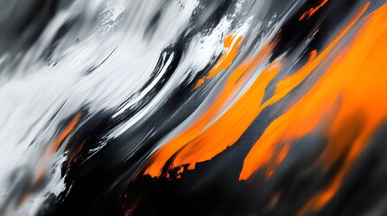 Wall Mural - Blurred, free-form gradient texture for web banners and hot sales, featuring orange, gray, and white on a black background with a noise effect.
