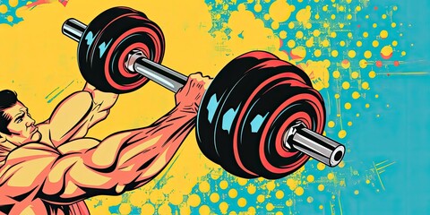 Canvas Print - Pop Art Style Weightlifting, Vibrant Fitness Pop Art Illustration