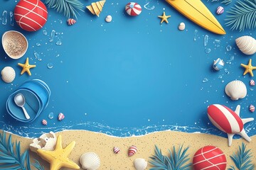 Wall Mural - Summer Beach Scene with Copy Space