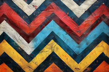 Poster - Bright and vivid chevron stripes create an eye-catching display of color and texture. Generative AI