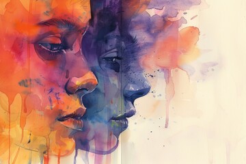 Poster - A close-up shot of a woman's face with vibrant paint splatters, perfect for artistic or creative concepts