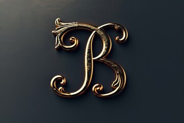 Poster - A golden letter 'B' stands out against a dark black background, perfect for use in designs where you need to make a statement
