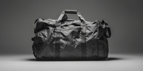 Poster - A monochrome image of a duffel bag, great for use in travel or military-themed projects