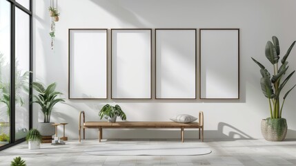 Poster - Simple empty room with three picture frames on the wall