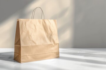 Poster - A brown paper bag sits on a clean white surface, ready for use