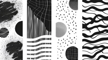 Aufkleber - Series of minimalist shapes and patterns in shades of gray
