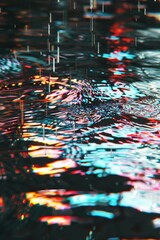 Poster - Close-up shot of a calm water surface during rainfall
