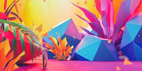 Wall Mural - Colorful Polygonal Geometric Background