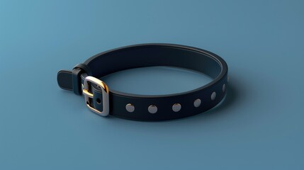 Poster - A close-up shot of a black leather bracelet featuring a gold buckle