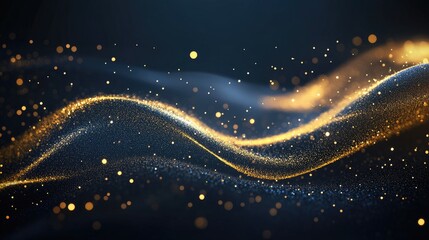 Aufkleber - stunning abstract gold lines on dark blue background with lighting effects and sparkles, ideal for s