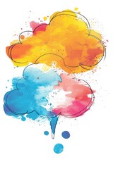 Poster - A simple illustration of three clouds with different colors
