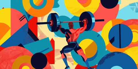 Sticker - Artistic Representation of a Strong Weightlifter