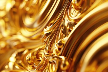 Poster - A detailed view of a golden clock face with intricate details and textures