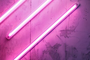 Poster - A close-up shot of a couple of neon lights installed on a wall, with a bright and colorful glow