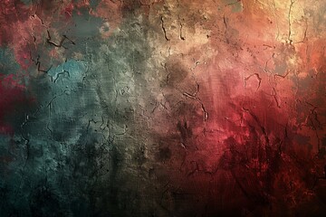 Poster - Vibrant grunge texture with rich colors and intricate cracks displayed on a textured surface. Generative AI