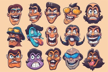 Poster - A collection of cartoon faces showing various emotions and expressions