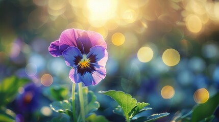 Wall Mural - A close-up shot of a vibrant purple flower growing in a green meadow