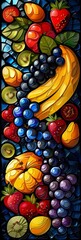 Wall Mural - Elegant Abstract Fruit Mosaic Design Featuring Mixed Tropical Bounty