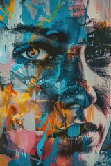 Poster - Close-up view of a woman's face in a painting, ideal for art and design projects