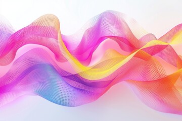 Poster - A vibrant wave of colored lines on a white background