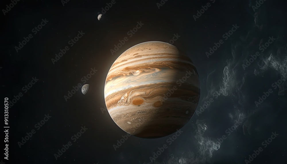 Jupiter Pattern Image Vivid image of Jupiter revealing its swirling cloud patterns and the ...