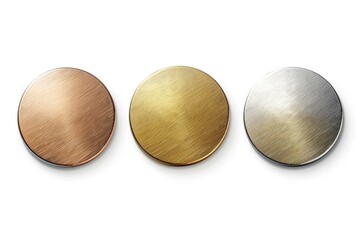 Poster - Three different colored metal buttons on a white surface