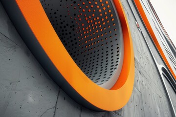 Fototapete - A close-up view of a clock on the side of a building, providing a sense of time and architecture