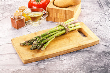 Poster - Vegan raw green asparagus heap