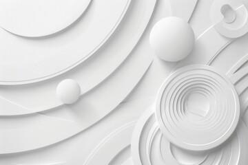 Wall Mural - White abstract background featuring circular shapes and eggs