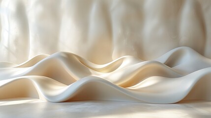 Poster - elegant flowing fabric draped artistically against a soft neutral background in a studio
