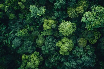 Poster - Bird's eye view of lush green forest canopy
