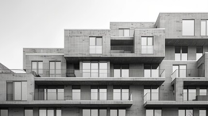 Poster - modern architectural complex with distinctive facade in urban setting during daylight