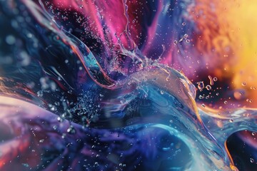 Aufkleber - Close up of a vibrant and colorful liquid substance with swirling patterns