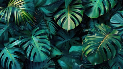 Aufkleber - A close-up shot of a bunch of green leaves, ideal for use in nature-inspired designs or as a subtle background element