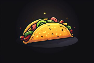 Colorful Taco Illustration on Dark Background