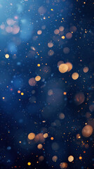 Wall Mural - abstract blurred bokeh of holiday lights over dark blue background.