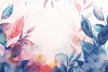 Poster - Delicate watercolor illustration of various flowers and leaves
